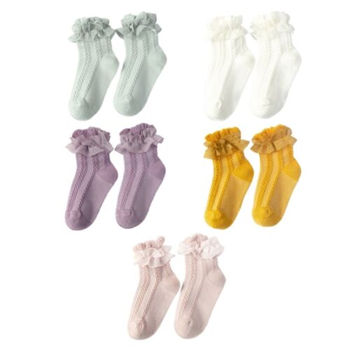 1 Pair Lace Socks for Girls Ages 3 Months to 10 Years Little Kids Ruffle Socks - Picture 1 of 33