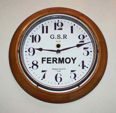 Great Southern Railway GSR (Eire) Style Wooden Clock, Fermoy Station