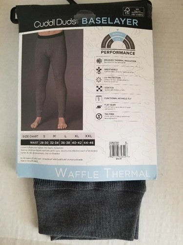 NEW Cuddl Duds Mens Performance Baselayer Gray Waffle Thermal Pants Keyhole XL - Picture 3 of 5