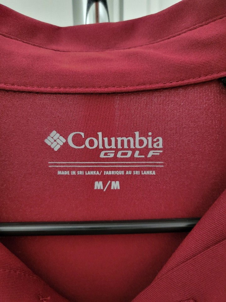 Columbia Omni Wick Red Golf Polo Mens Size Medium M Short Sleeve 100