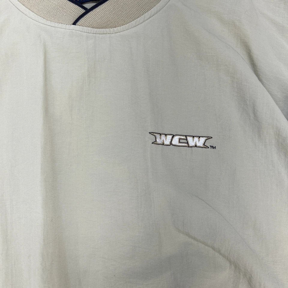 Pullover de nailon manga larga campeón mundial de lucha libre Antigua WCW para hombre XXL tostado Foto 4 de 4