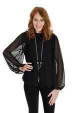 NWT - CUPIO Women's MIXED FABRIC BLOUSE Black - S