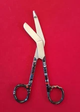 NEW O.R NURSES LISTER BANDAGE SCISSORS 5.5" COLORMED (BLACK) ROUND PATTERN