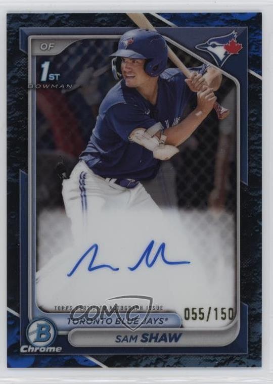 2024 Bowman Chrome Prospect Blue Lunar Refractor /150 Sam Shaw #CPA-SS Auto 5i2