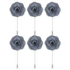 6Pcs Groom Boutonnieres Rose Boutonnieres Pins 3.5"x1.6" for Wedding Gray