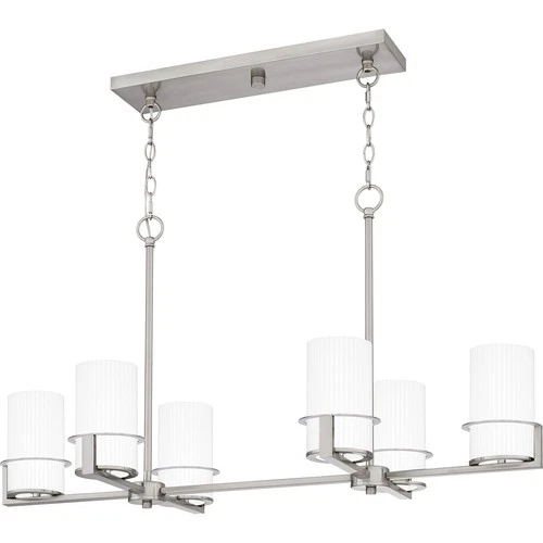 Brushed Nickel Six Light Linear Chandelier from the Seymour Collection - Picture 1 of 7