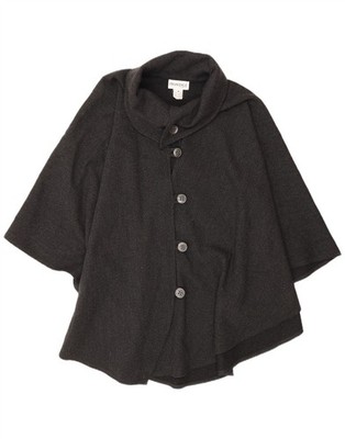 Francesca Damen Cape Mantel UK 14 mittelgrau Nadelstreifen Wolle BP01