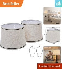 Elegant Set of 2 Handcrafted Natural Linen Lampshades for Modern Decor