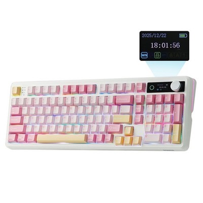 EPOMAKER TH99 PRO 96% Mechanical Keyboard with Screen & Creamy Jade, Pink