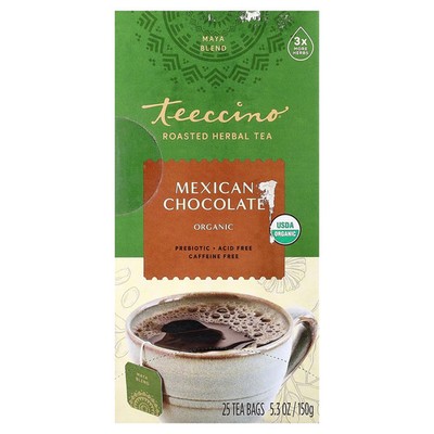 Organic Roasted Herbal Tea, Mexican Chocolate, Caffeine Free, 25 Tea Bags, 5.3