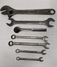 Mixed VTG Lot of 8 Wrenches Made In USA Combo Open Ratchet Adjustable Craftsman