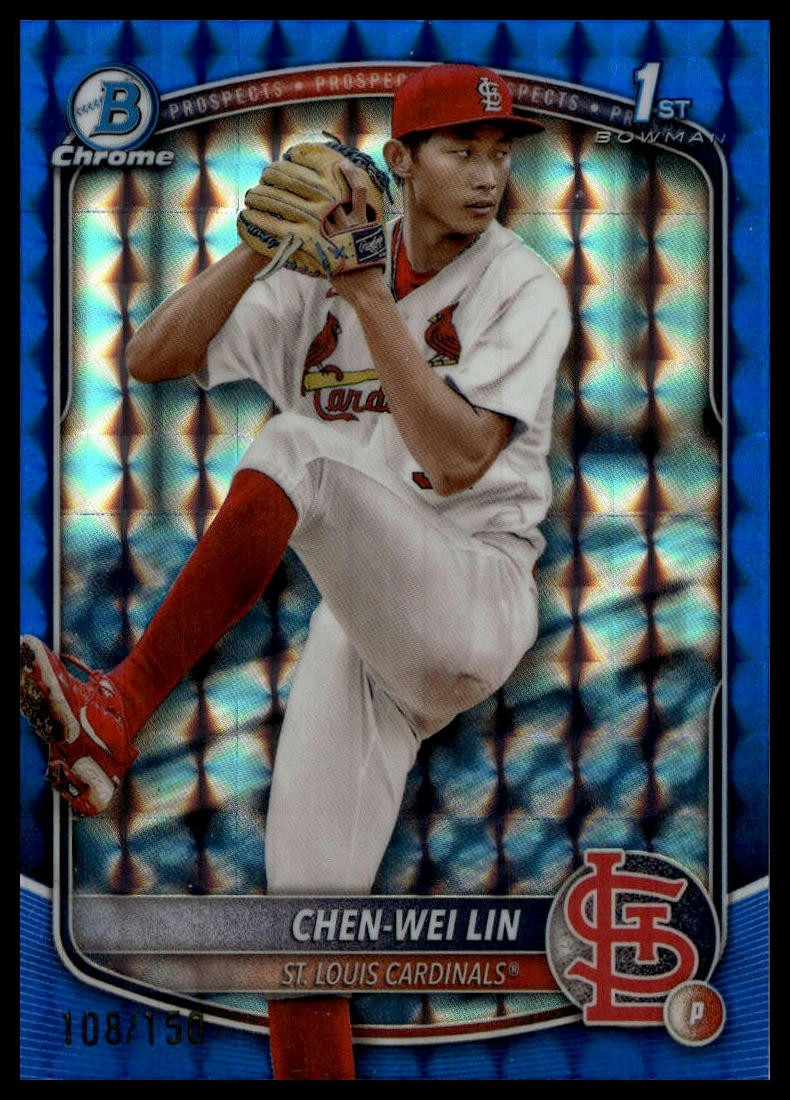 2025 1st Bowman #BCP-141 Chen-Wei Lin Chrome Prospects Blue Geom Refractor #/150