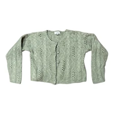 Sostanza Contemporary Mohair Cropped Cable Knit Cardigan Sweater Sage Green M