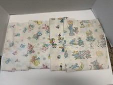 4 Pc Lot Vintage Fitted Crib Sheets Baby Animals Toys Trains Gender Neutral