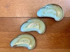 Set Of 3 Frankoma Art Pottery 4S Bone Dish Bowl Tidbit PRAIRIE GREEN  Lazybones