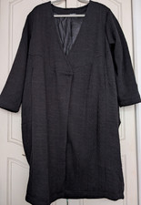 Obsession Women's Black Long Buttoned Duster Coat Cotton Blend One Size