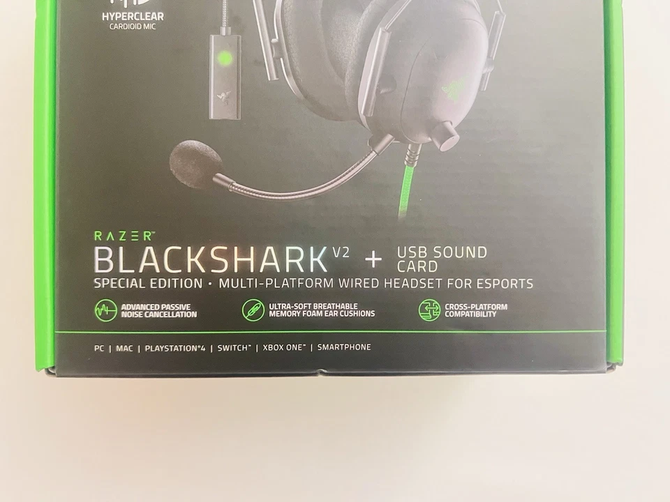 Razer Blackshark V2 Wired Gaming Headset W/ USB Sound Card RZ04-0323 NIB W/ Mic. - Image 2 of 4