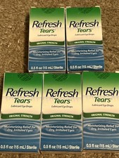 5 Pk Refresh Tears Lubricant Eye Drops Original Strength 0.5Fl Oz Ea Exp 5/2028