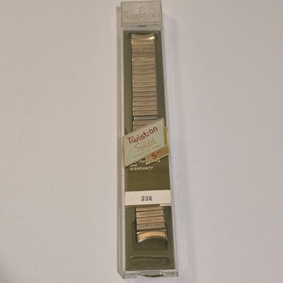 Vintage Speidel Twist On Watch Band Gold Tone 23R Stainless Steel NOS Curved End