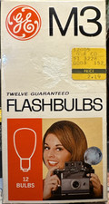 Vintage GE M3 Flashbulbs 1 Box of 12 Nos Bulbs Free S/H USA