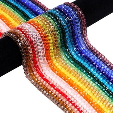 95-100pcs Square Faceted Crystal Glass Loose Spacer Crafts Beads lot U
