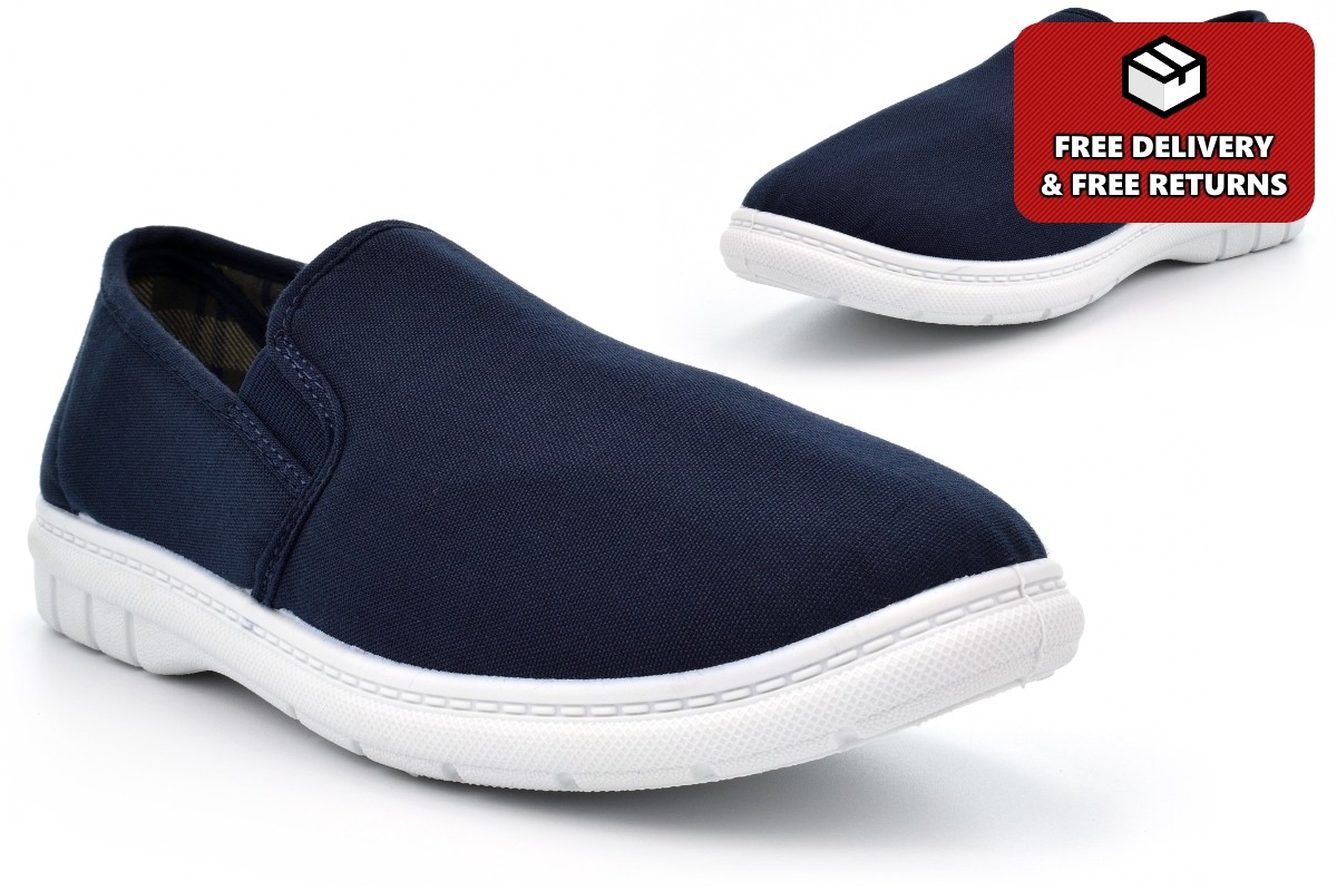 SAOLA Scarpe da uomo in tela pantofole outdoor scarpe slip on scarpe denim suola outdoor blu navy