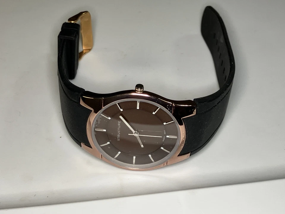Reloj Hombre Estructura 42mm Caja Oro Rosa Cara Marrón Cuarzo Analógico con Caja Foto 4 de 4