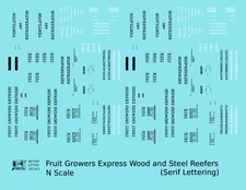 K4 N Scale Decals Fruit Growers Express 40 Ft Reefer Black Serif