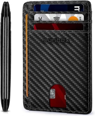 RUNBOX Slim ID Cases Minimalist Front Pocket RFID Blocking Leather Wallets for M