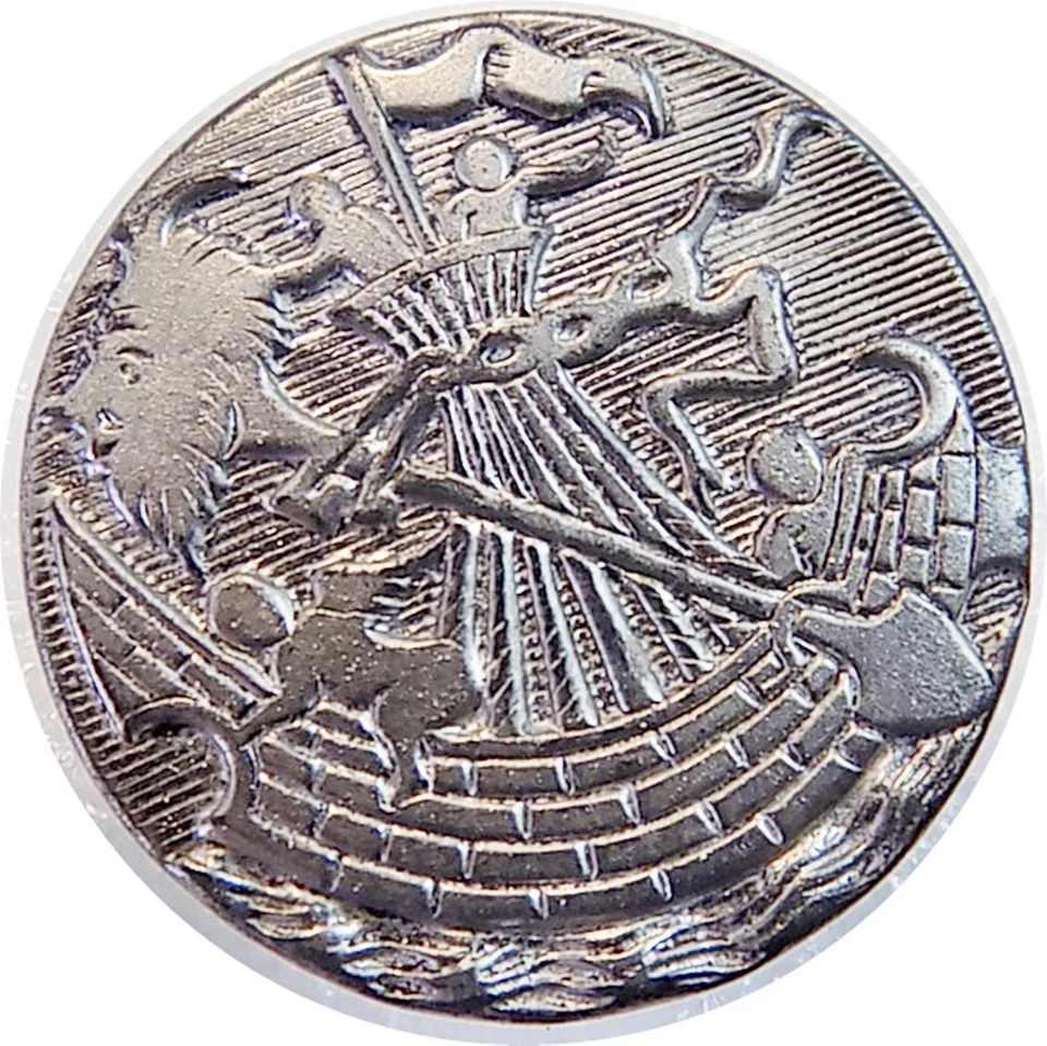 LARGE Antique Victorian Picture Button Sailing Ship 1-1/4" - Image 2 of 3