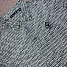 Cutter & Buck Polo Shirt Mens XL Blue Green Geometric Golf Granite Falls