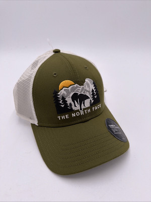 The North Face Embroidered Mudder Trucker Cap Forest Olive Bear Logo NWT One Siz