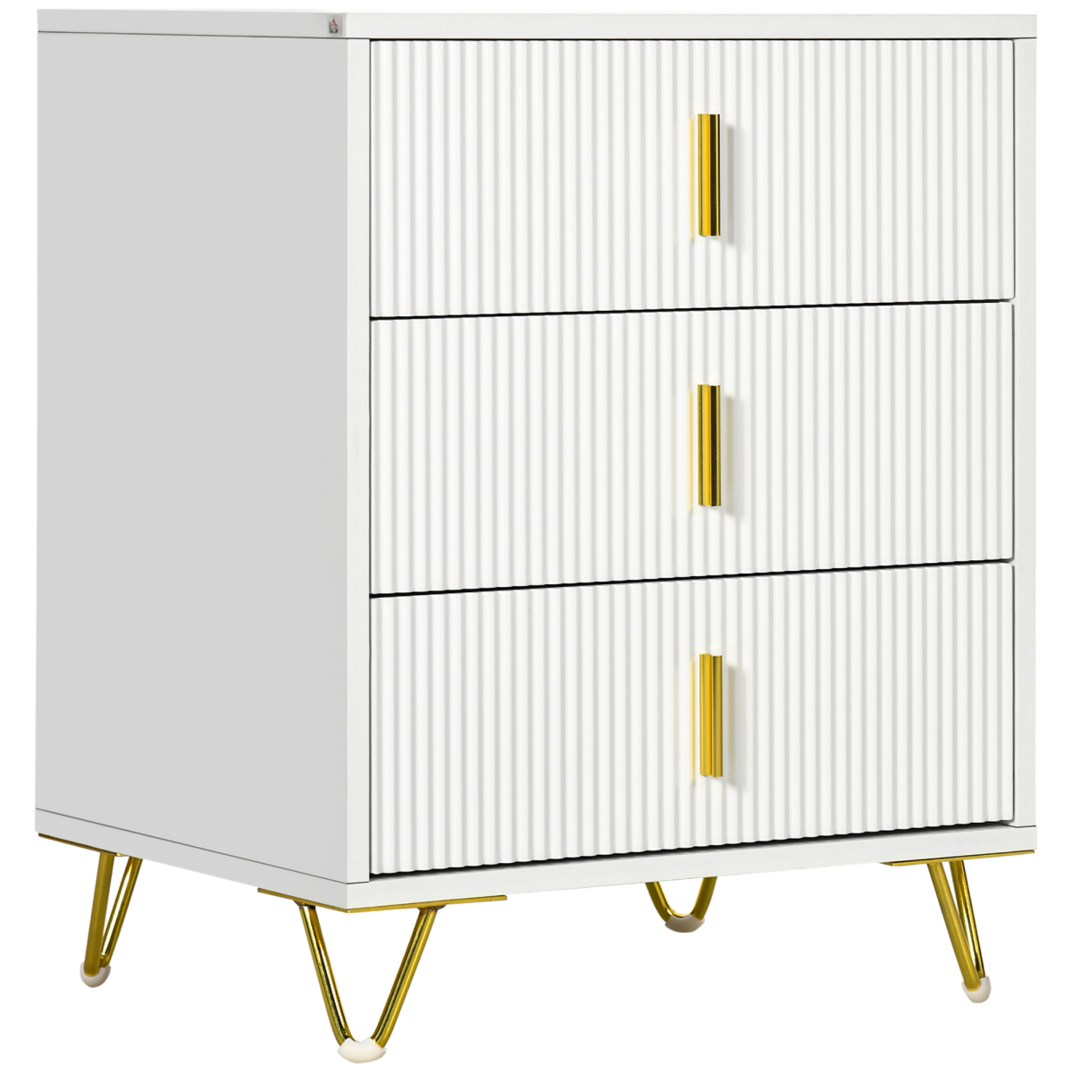 HOMCOM 3 Drawer Dresser, Chest of Drawers Storage Cabinet - White