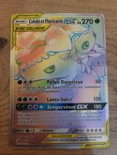 Carte pokemon CELEBI ET FLORIZARRE GX Rainbow Full Art - 182/181 SL9 Duo De Choc