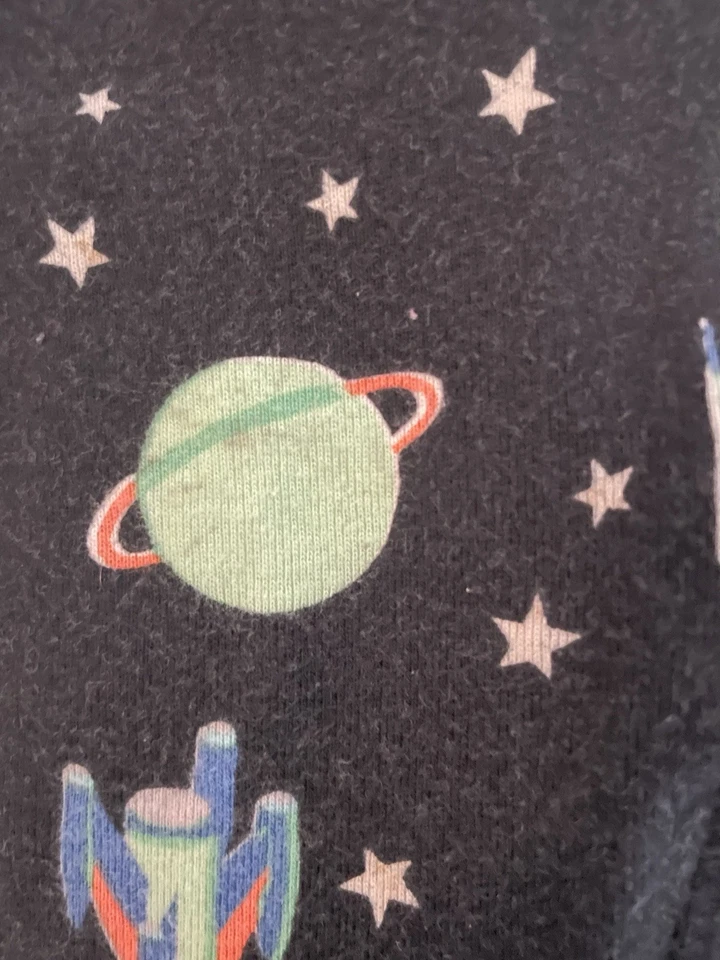 Carter's Baby Boys 1-Piece Rockets Outer Space Zip-Up Long Sleeve PJs Black 12M - Image 3 of 4