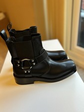 H&M faux Leather Biker Boots in black with silver hardware Uk 38/5 