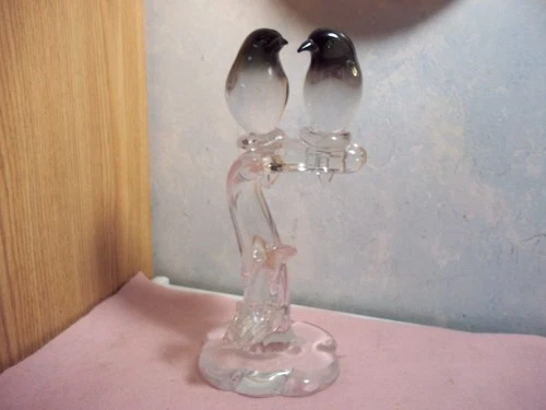 MURANO SMOKE TO CLEAR DOVES ON PERCH #1693