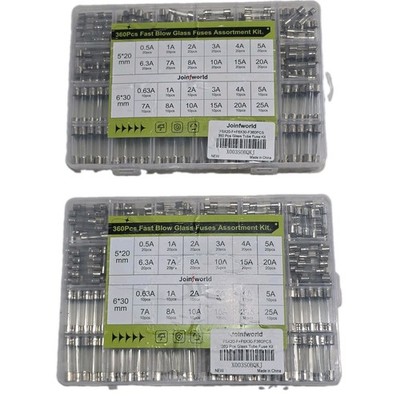 360Pcs 2 PACK 720Pcs Fast Blow Glass Fuse Assortment Kit 24 Values Automotive 
