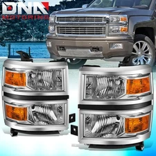 FOR CHEVY SILVERADO 2014-2015 CHROME HOUSING AMBER CORNER EURO HEADLIGHTS LIGHT