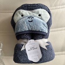 Pottery Barn Baby Blue GORILLA Baby Bath Wrap One Size