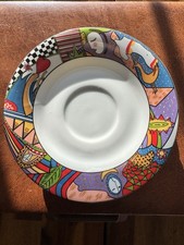 4 Piattini Porcellana Limoges E.G.P. Co Fine Royal Colorata Arte Moderna Francia