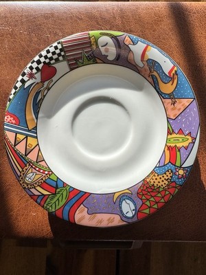 4 Limoges Porcelain Saucers E.G.P. Co Fine Royal Colorful Modern Art France