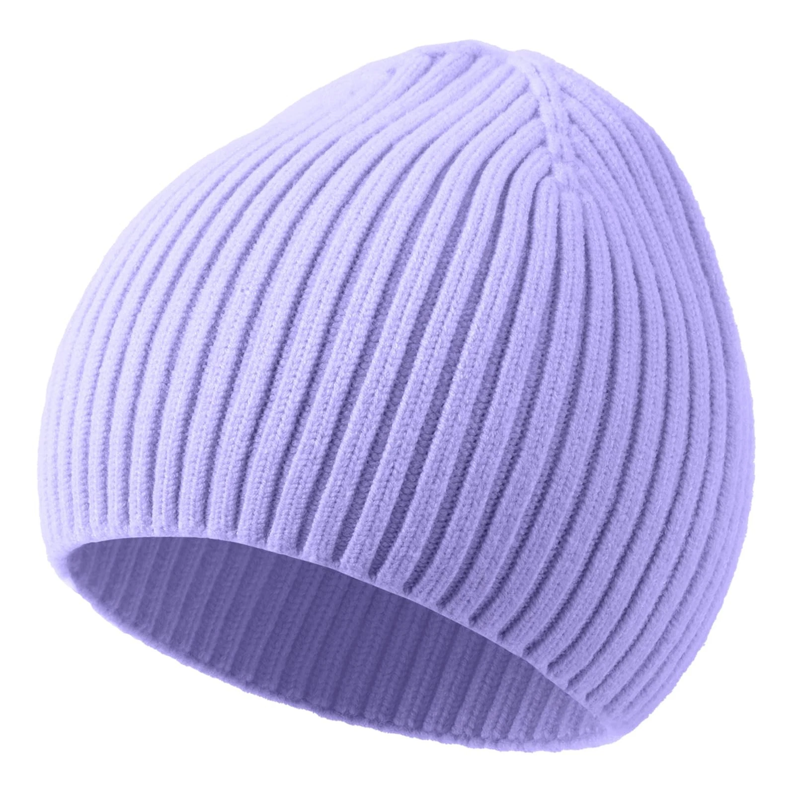 Warm Wool Beanie for Men & Women, Seamless Knit Winter Hat, Cuffless Design