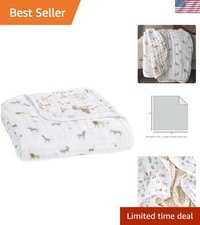 Organic Cotton Baby Blanket 47x47 Safari Dreams Animal Themed Crib Bedding