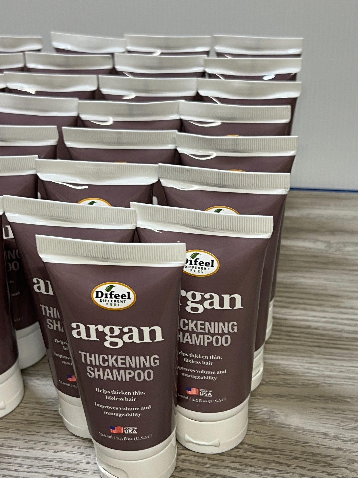 Difeel Argan Thickening Shampoo Conditioner 2.5 Oz ea LOT of 30 Hungary USA Made image 3
