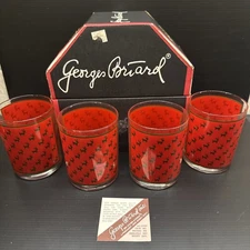 VTG Georges Briard 14oz Double Old Fashioned Christmas Glass Set Of 4 NEW w/Box