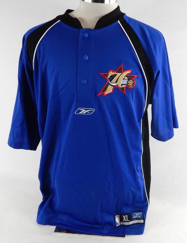 2002-06 Philadelphia 76ers Game Issued Blue Shooting Shirt XL 764