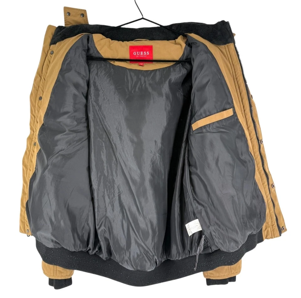 Guess Men Hooded Bomber Jacket Coat Size M - Image 3 of 4