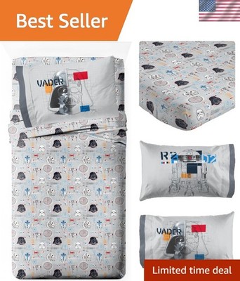 Kids Bed Sheet Set Twin Star Wars Microfiber Fitted Flat Pillowcase Bed Decor