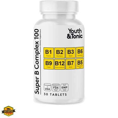 Super B Complex B-100 with Choline, Inositol & PABA   High Potency B1, B2, B3...